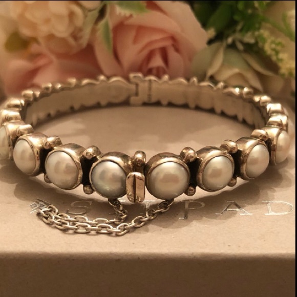 Rare Silpada Sterling Silver Freshwater Pearl Sunken Treasure Bracelet B2909 - Picture 5 of 16